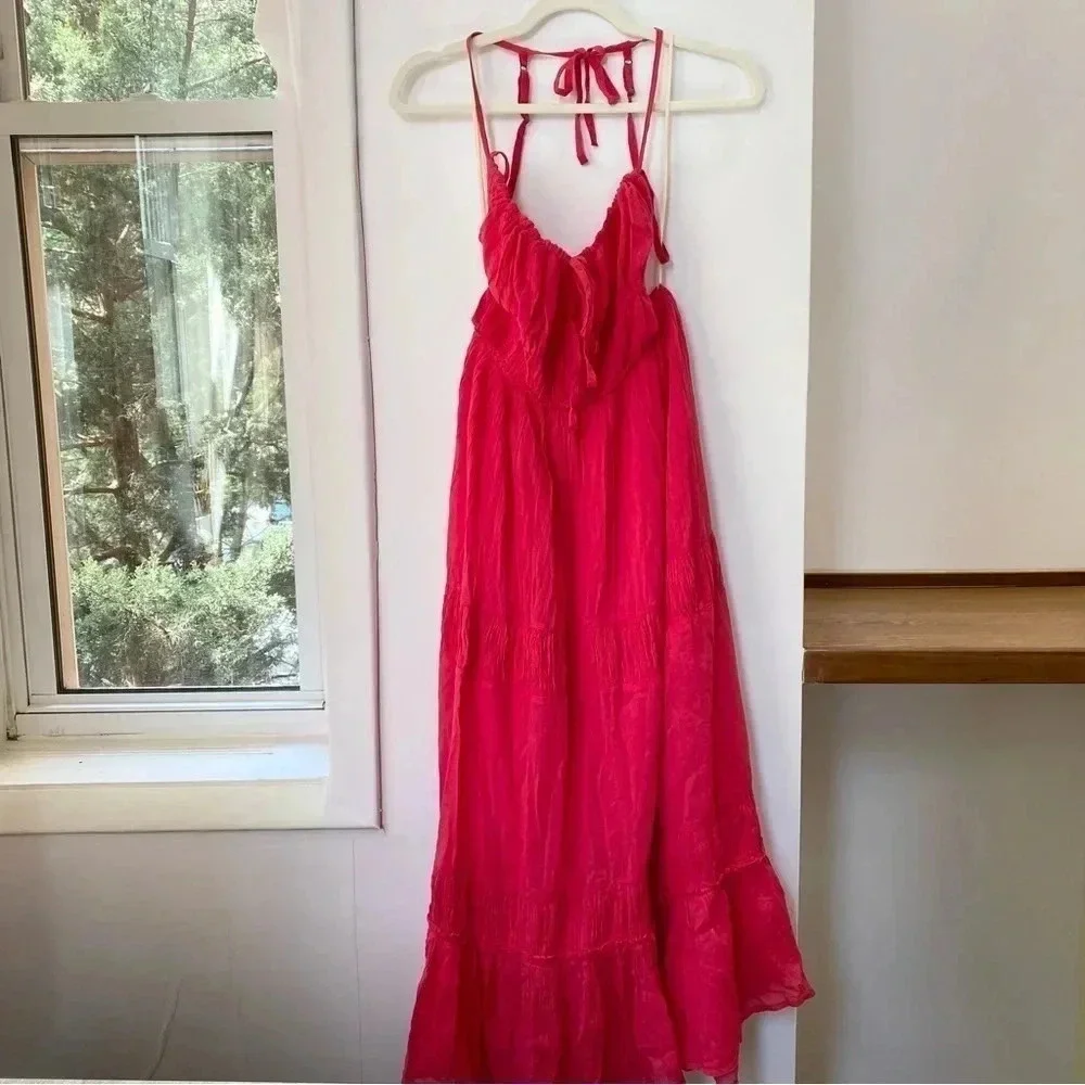 NWT Free People Taking Sides Maxi Dress in Red Roses Medium